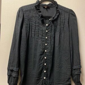 Quince Organic Textured Cotton Peasant Blouse